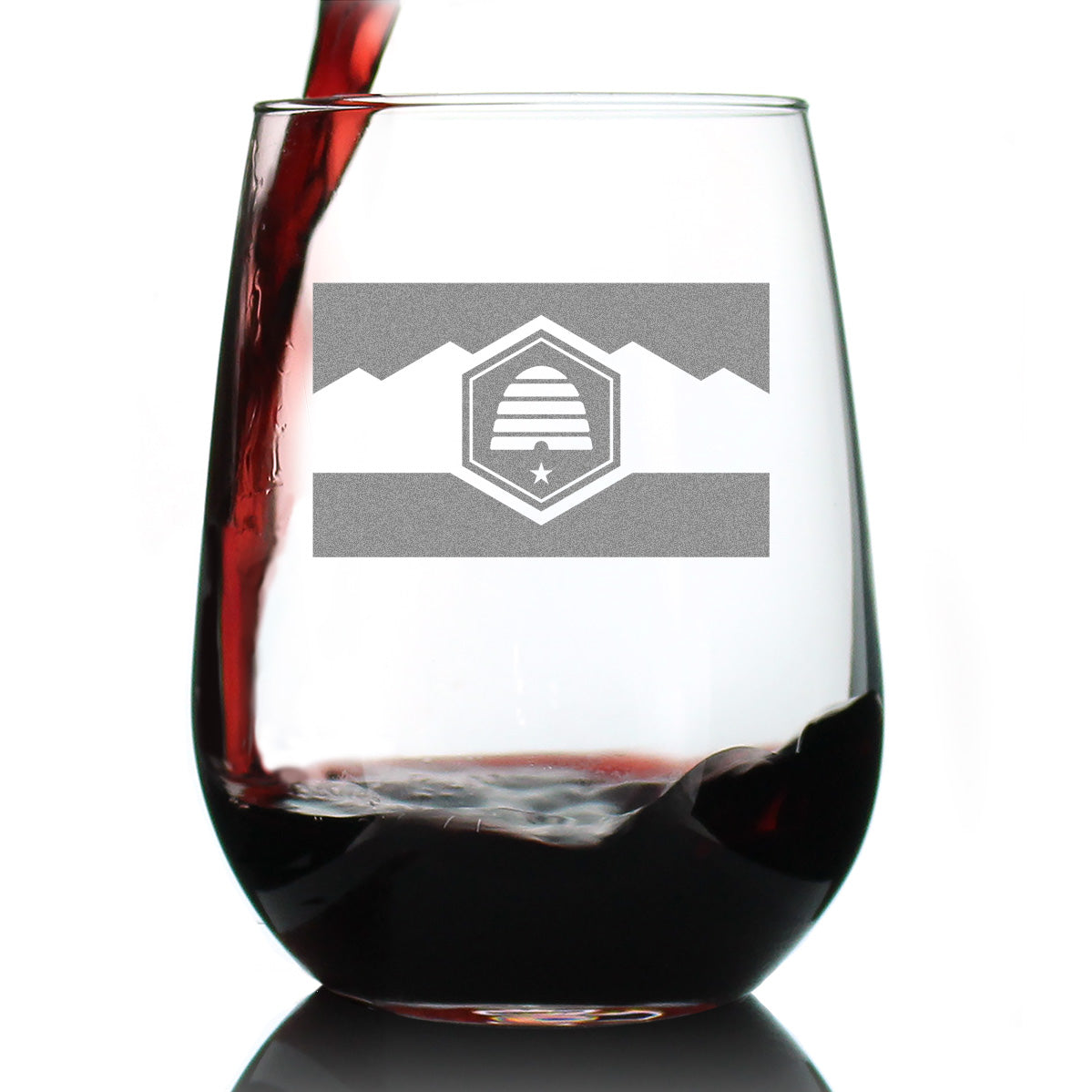 Utah Flag Stemless Wine Glass - State Themed Drinking Decor and Gifts for Utahn Women & Men - Large 17 Oz Glasses (Copy)