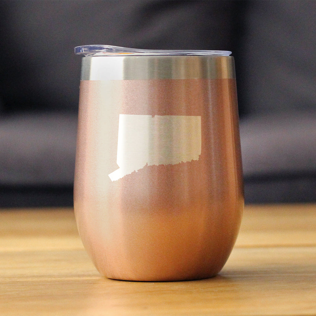 Connecticut State Outline - Wine Tumbler