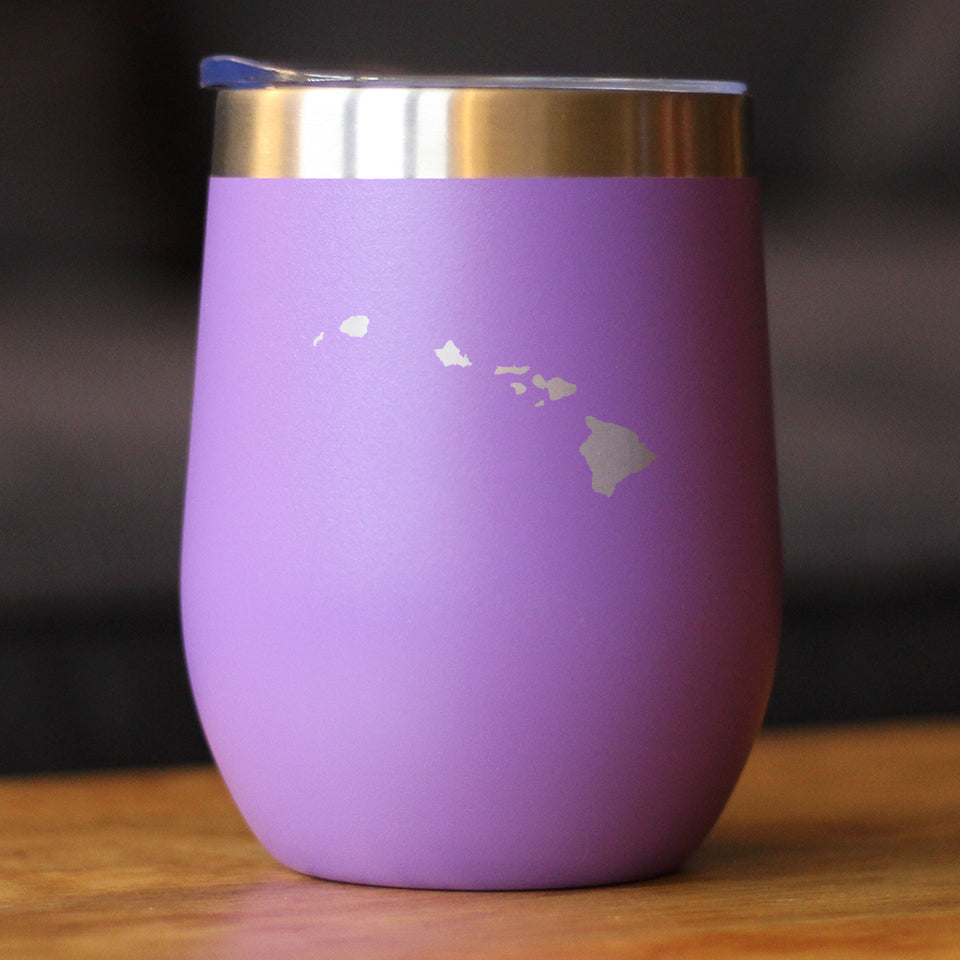 Hawaii State Outline - Wine Tumbler