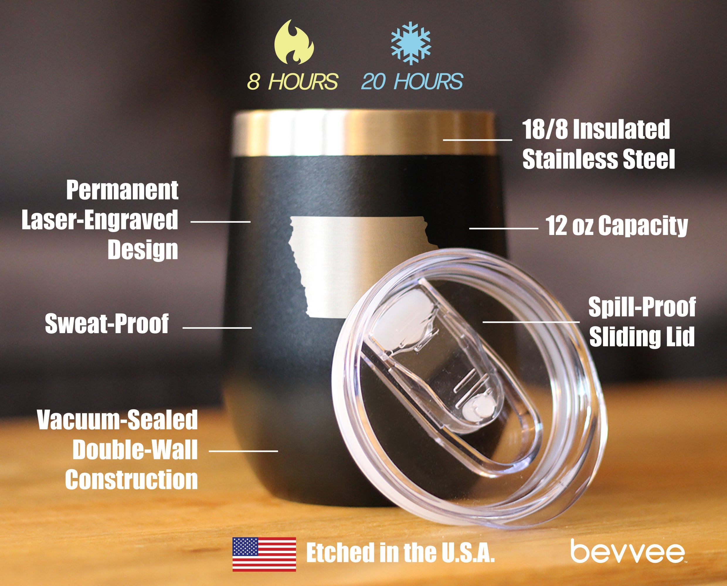 Iowa State Outline - Wine Tumbler