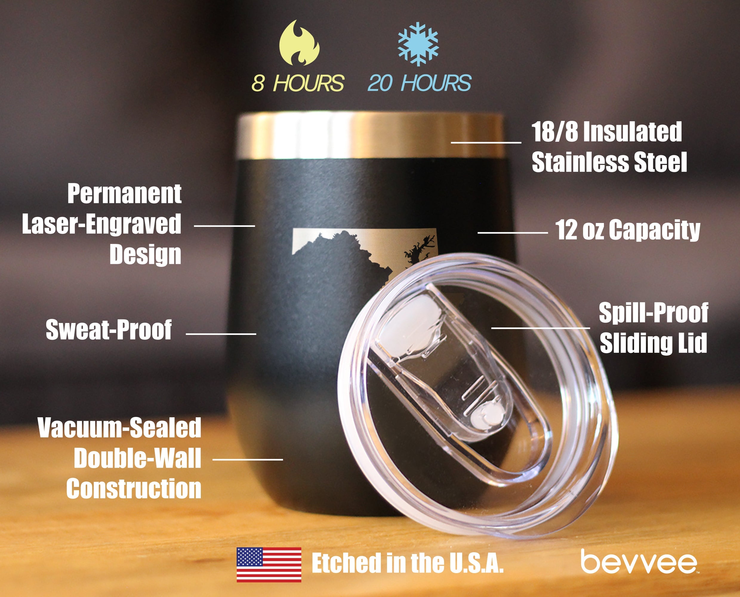 Maryland State Outline - Wine Tumbler