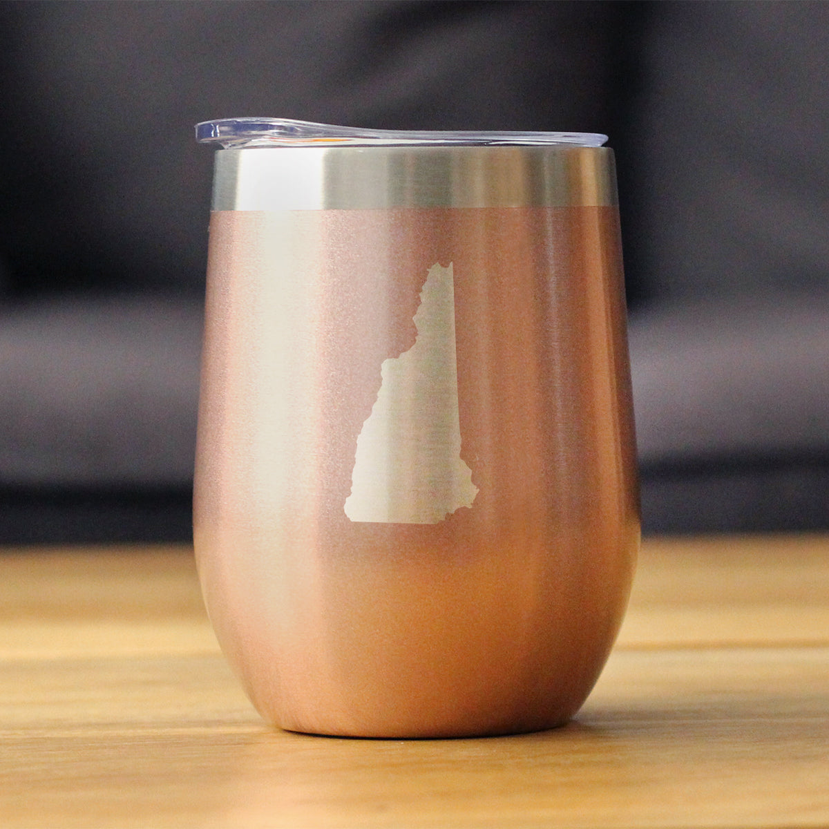 New Hampshire State Outline - Wine Tumbler Glass with Sliding Lid - Stainless Steel Insulated Mug - New Hampshire Gifts for Women and Men