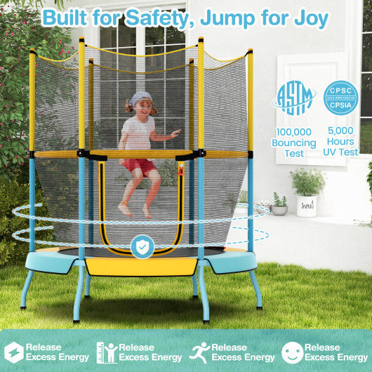 Costway 48 Inch Toddler Trampoline with Safety Enclosure Net-Yellow - Color: Yellow