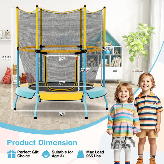 Costway 48 Inch Toddler Trampoline with Safety Enclosure Net-Yellow - Color: Yellow