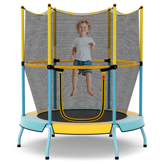 Costway 48 Inch Toddler Trampoline with Safety Enclosure Net-Yellow - Color: Yellow