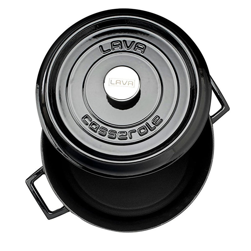 LAVA Cast Iron Cookware Pot - 28cm Enamel Coated Large Capacity Cooking Pot for Family Gatherings