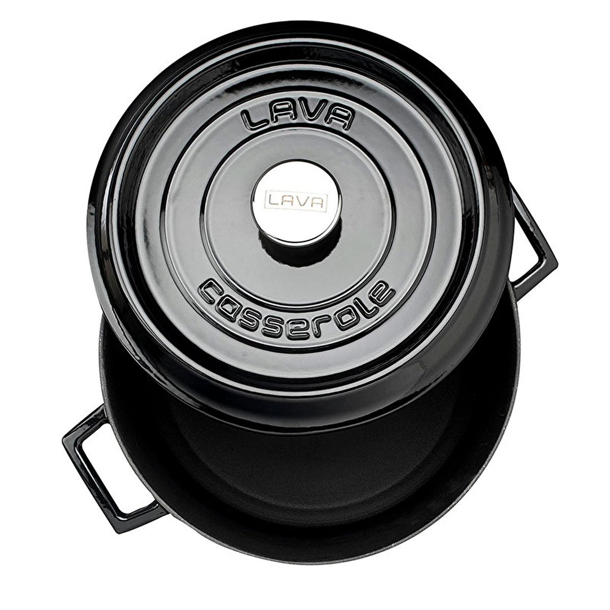 LAVA Cast Iron Cookware Pot - 28cm Enamel Coated Large Capacity Cooking Pot for Family Gatherings