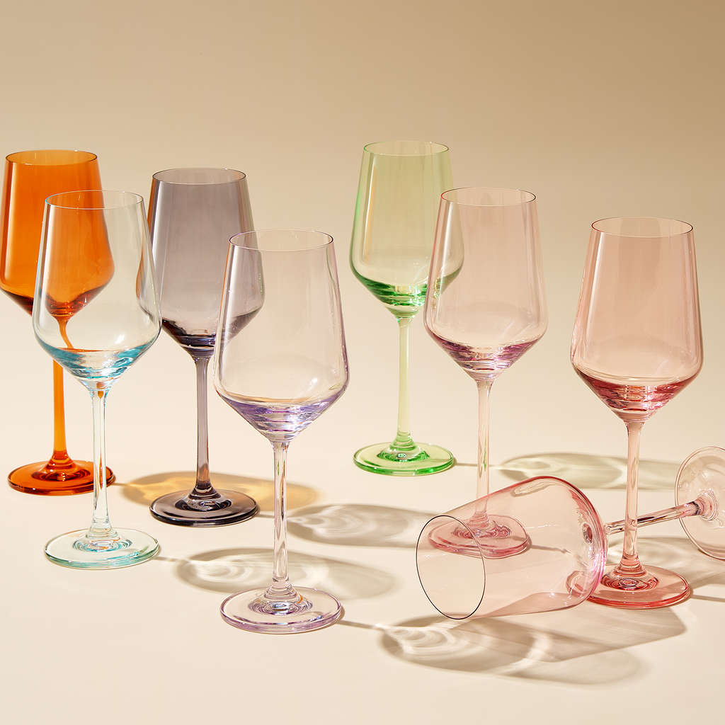 Rhea Stemmed Wine Glassware, Set of 6, Green