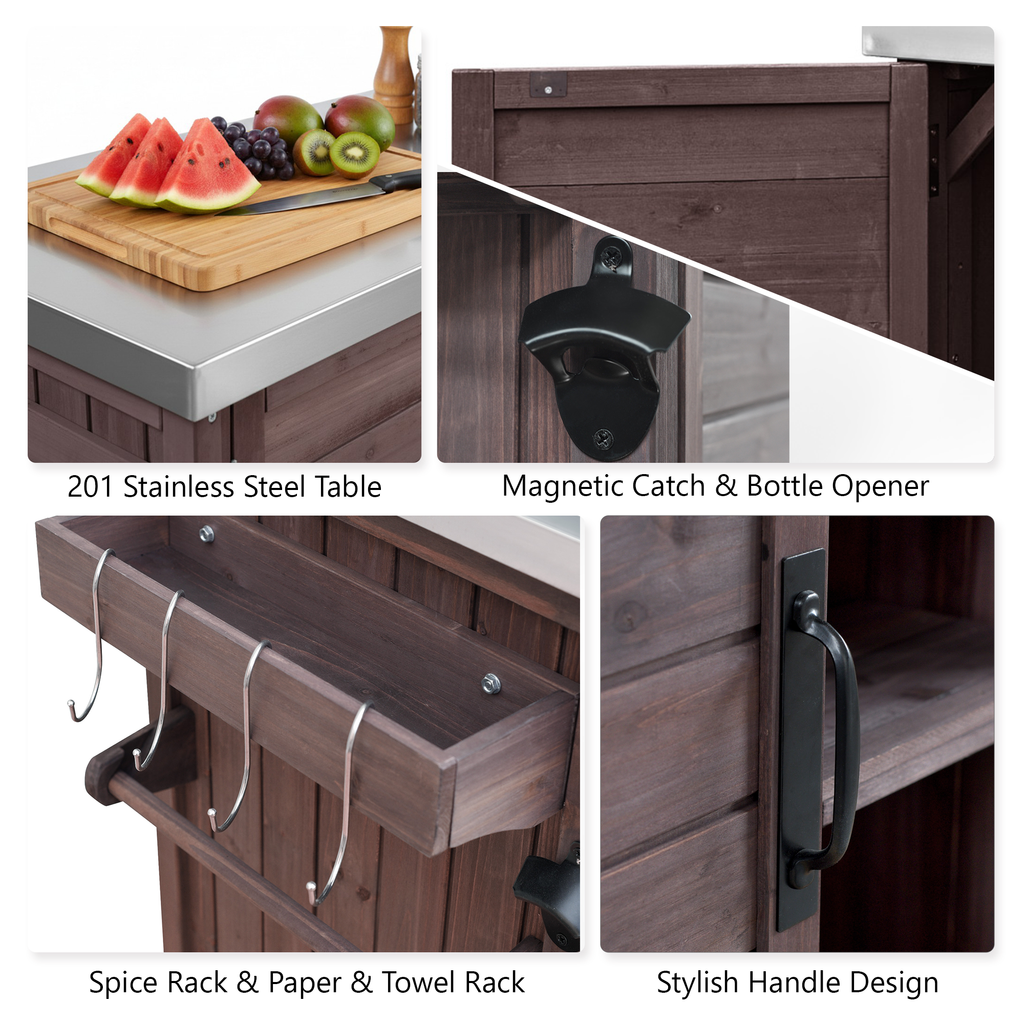 K&K 78.3' Outdoor Kitchen Island with Foldable Grill Table