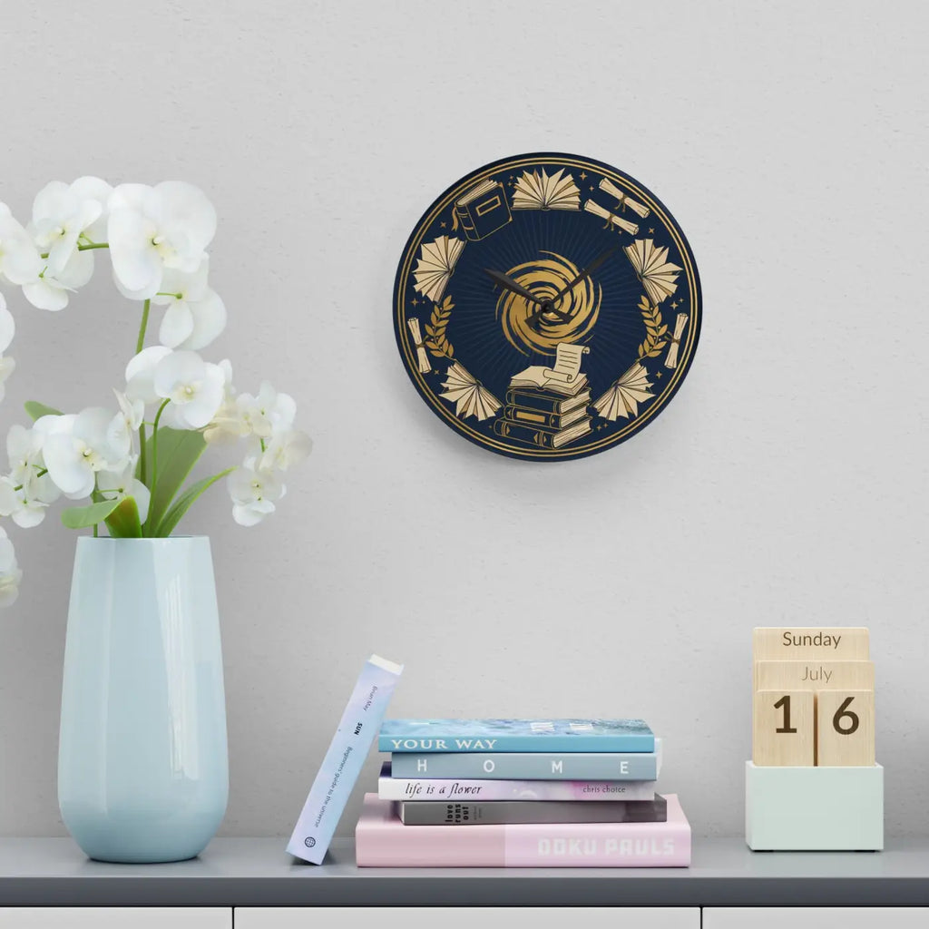 Vintage Books Acrylic Wall Clock – Laurel Design - Dipaliz