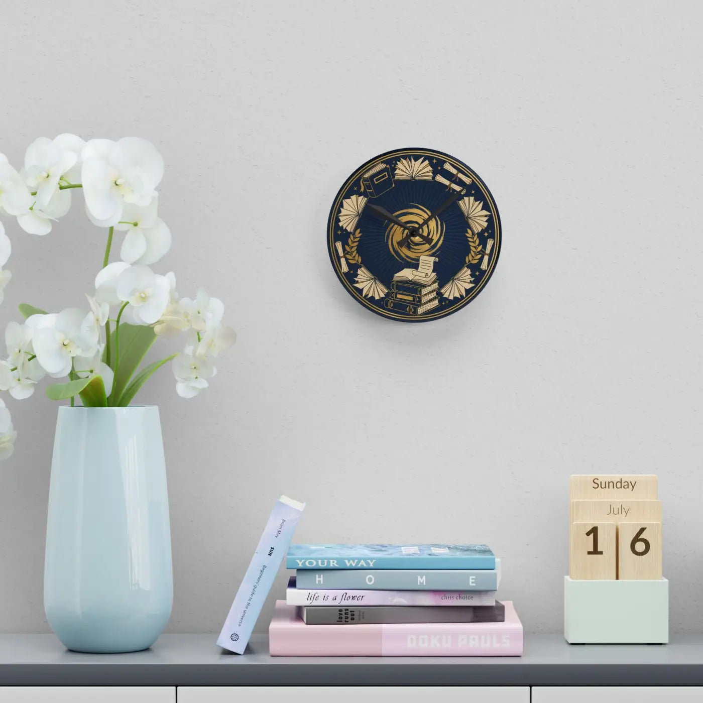 Vintage Books Acrylic Wall Clock – Laurel Design - Dipaliz