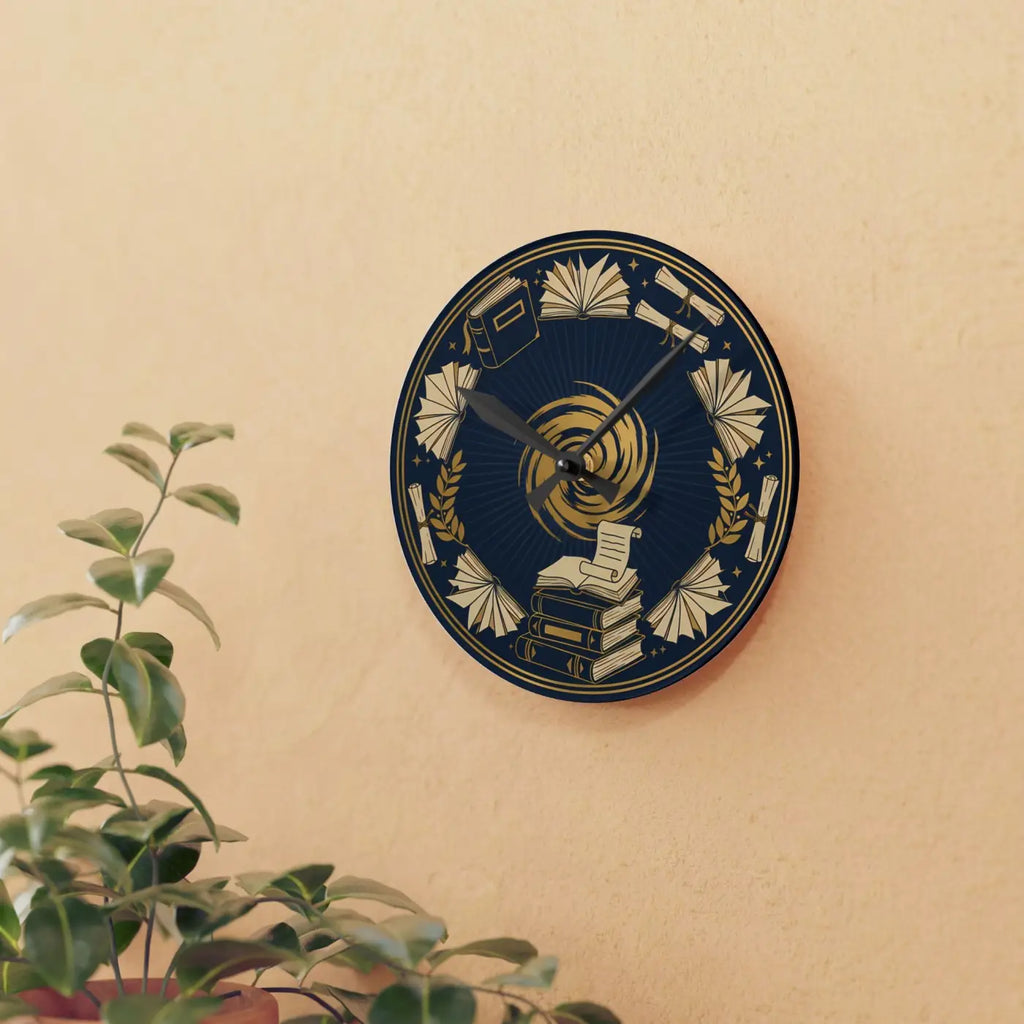 Vintage Books Acrylic Wall Clock – Laurel Design - Dipaliz