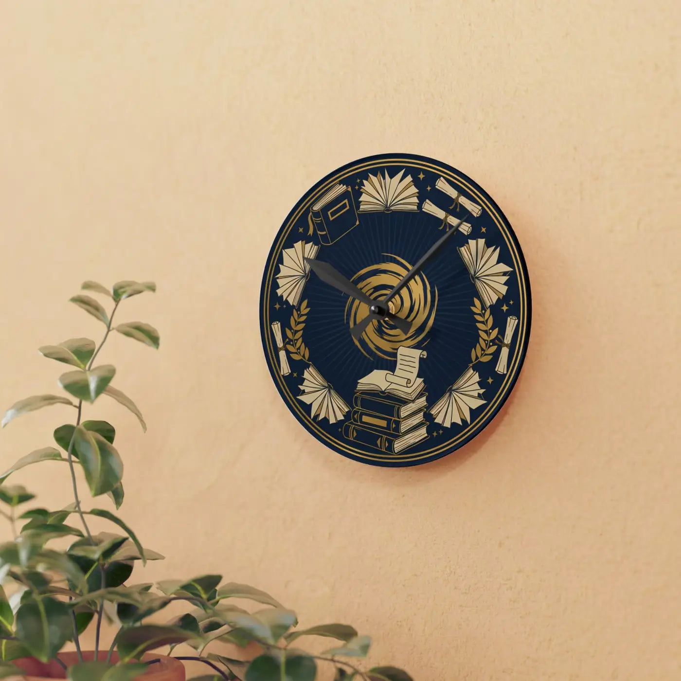 Vintage Books Acrylic Wall Clock – Laurel Design - Dipaliz