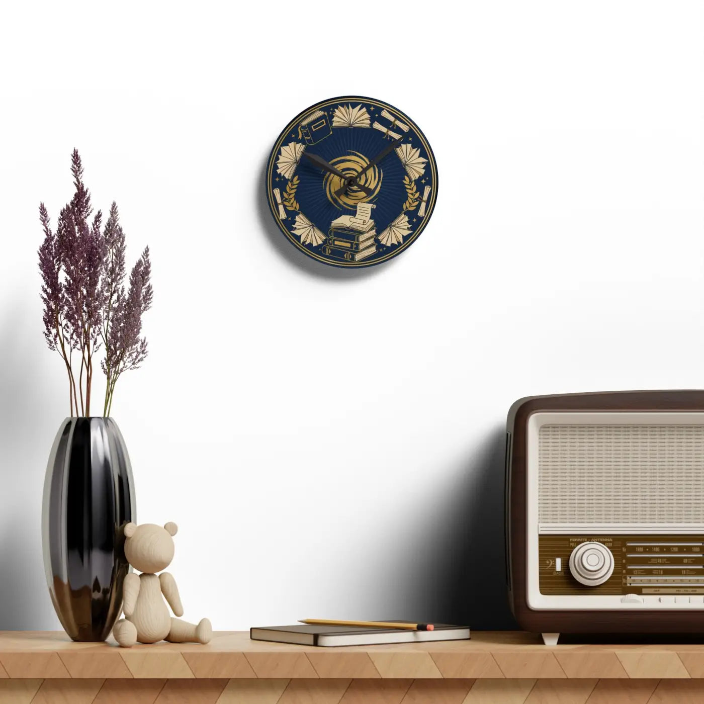 Vintage Books Acrylic Wall Clock – Laurel Design - Dipaliz