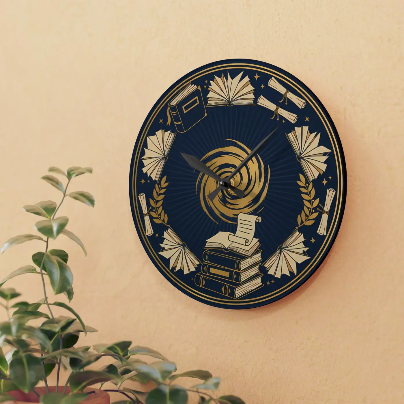 Vintage Books Acrylic Wall Clock – Laurel Design - Dipaliz