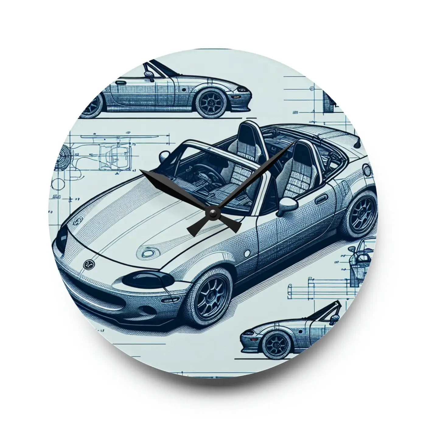 Acrylic Wall Clock – Racing Car Blueprint - Dipaliz