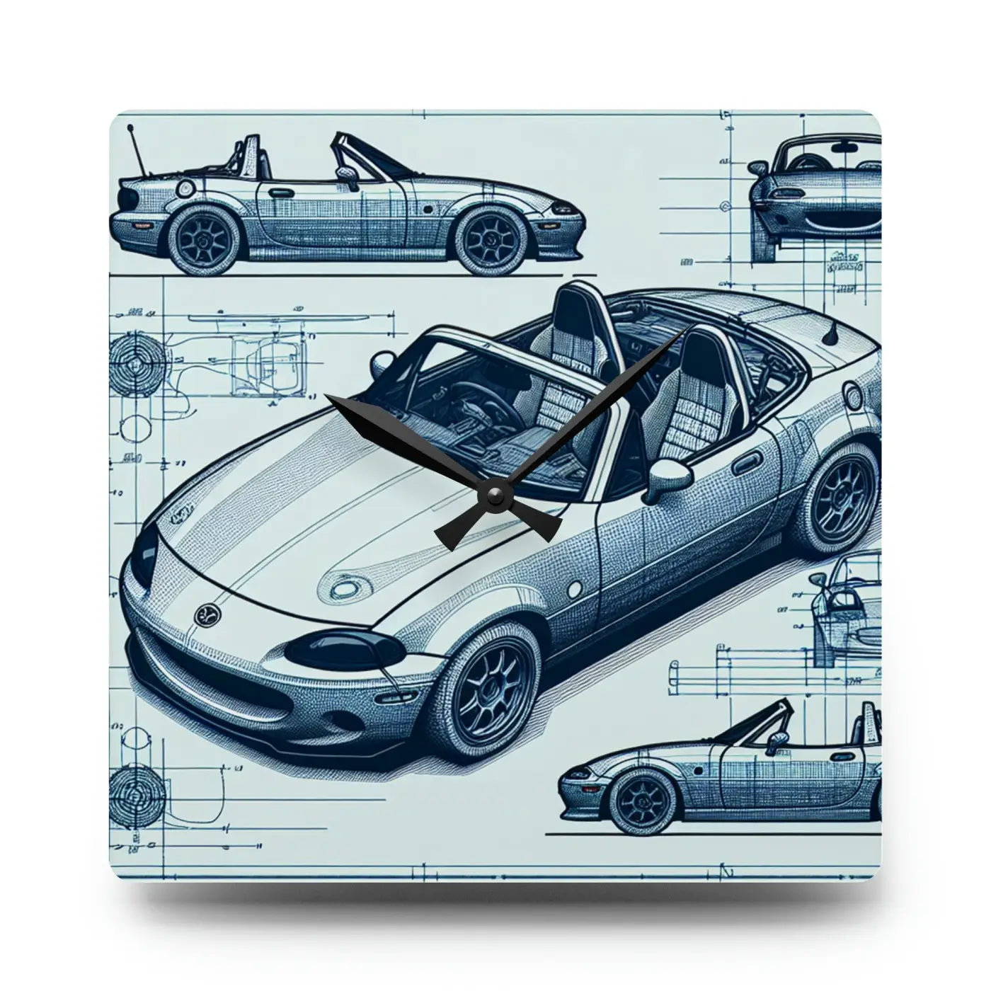 Acrylic Wall Clock – Racing Car Blueprint - Dipaliz
