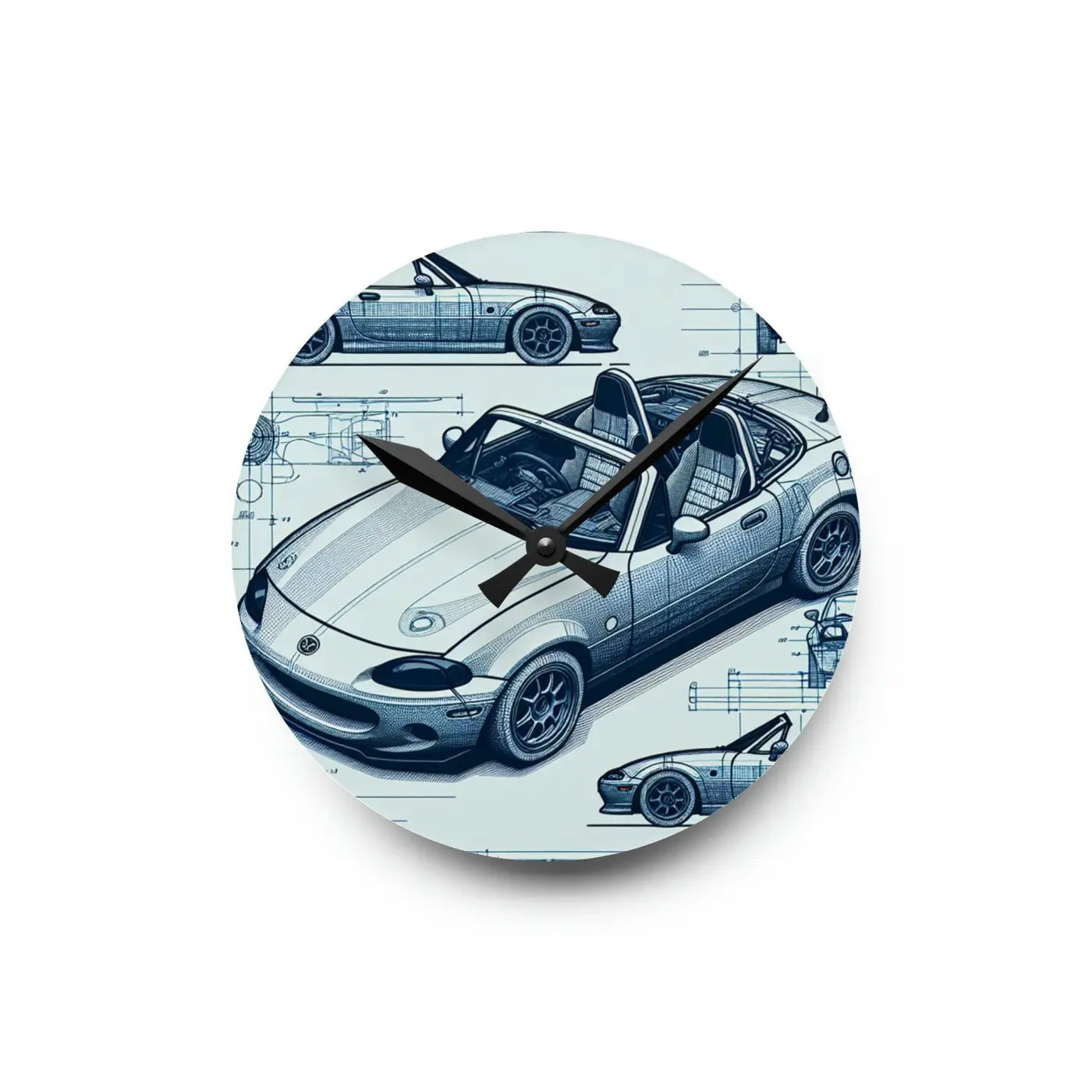 Acrylic Wall Clock – Racing Car Blueprint - Dipaliz