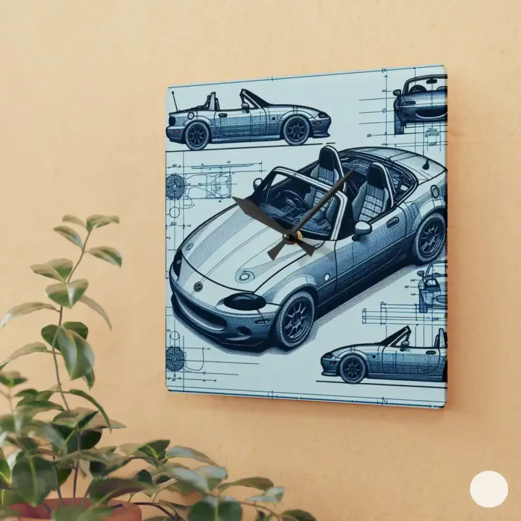 Acrylic Wall Clock – Racing Car Blueprint - Dipaliz