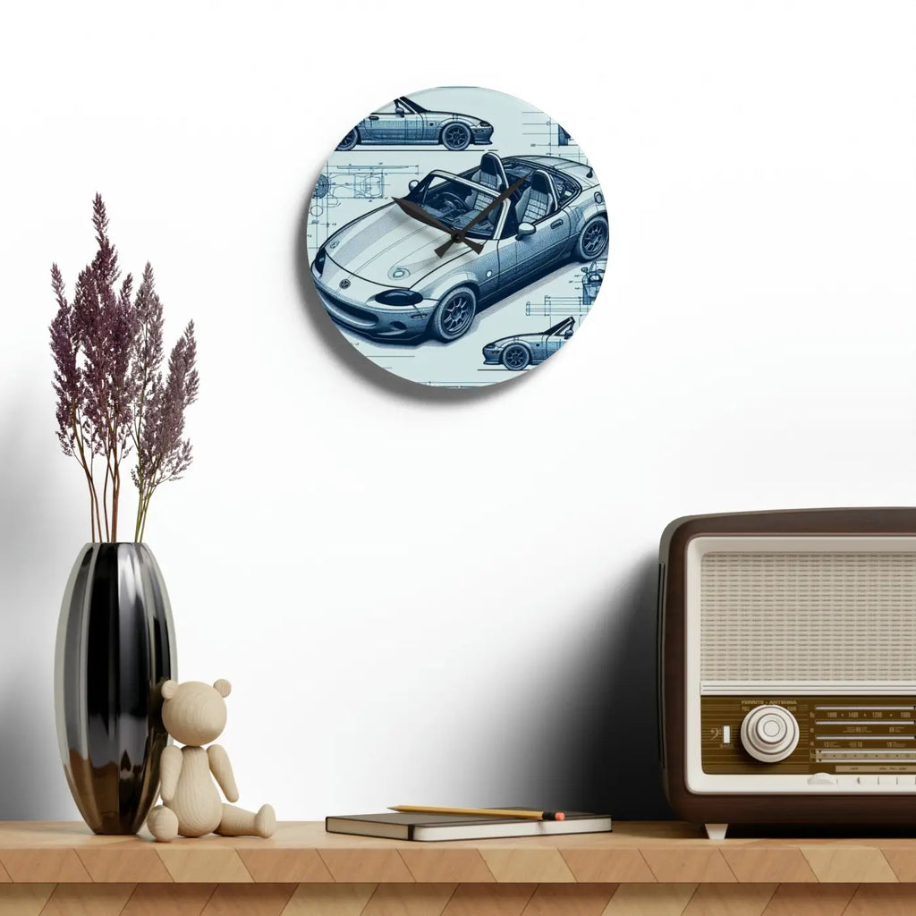 Acrylic Wall Clock – Racing Car Blueprint - Dipaliz