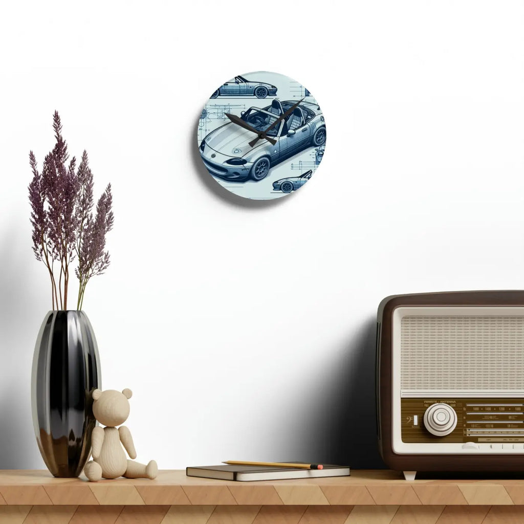 Acrylic Wall Clock – Racing Car Blueprint - Dipaliz
