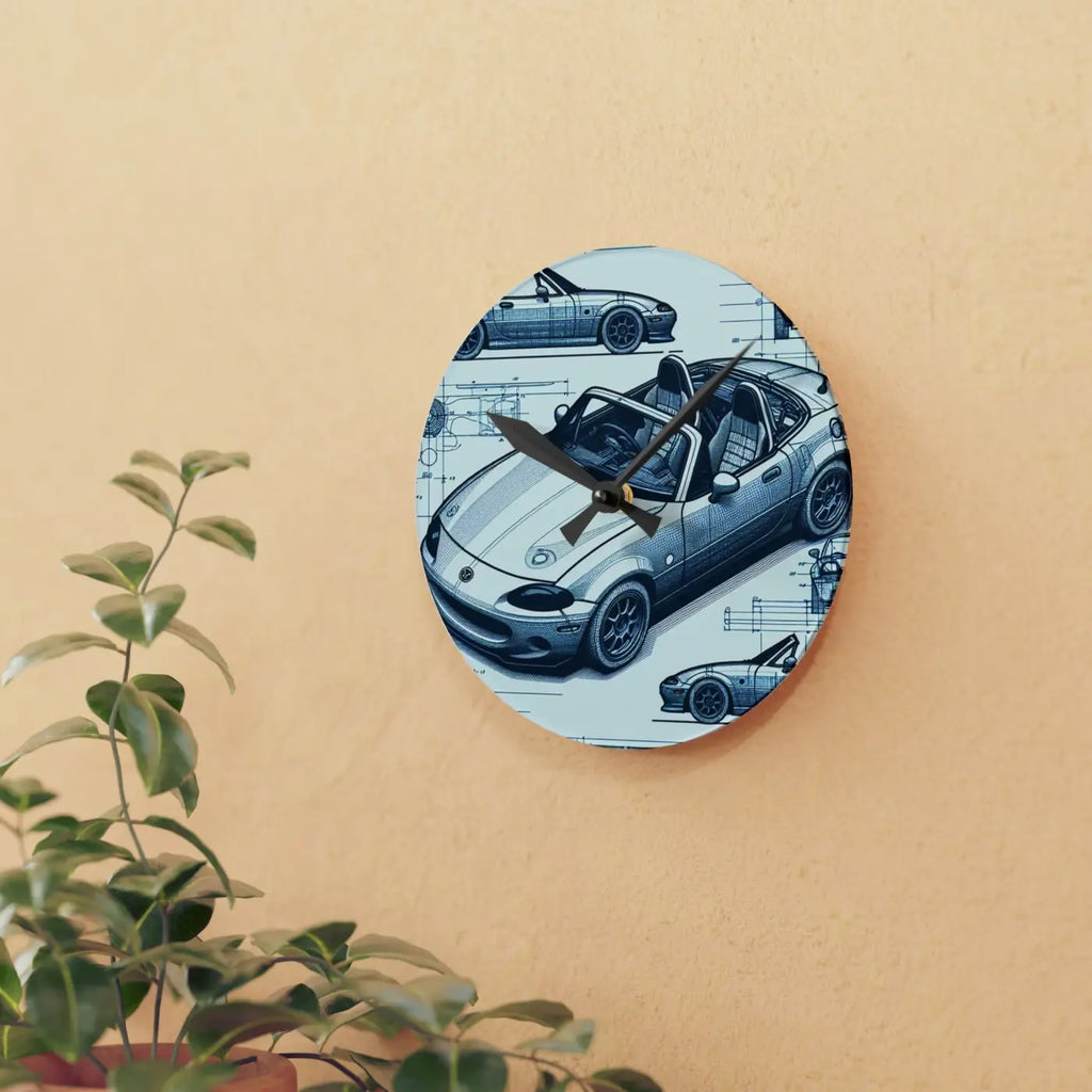 Acrylic Wall Clock – Racing Car Blueprint - Dipaliz