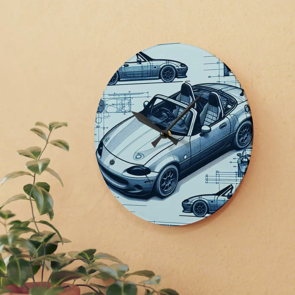 Acrylic Wall Clock – Racing Car Blueprint - Dipaliz