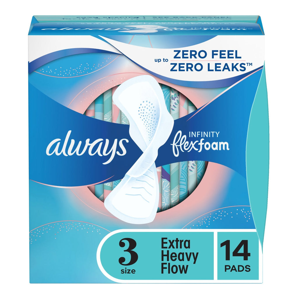 Always Infinity Size 3 Extra Heavy Flow Pads with Wings, Unscented