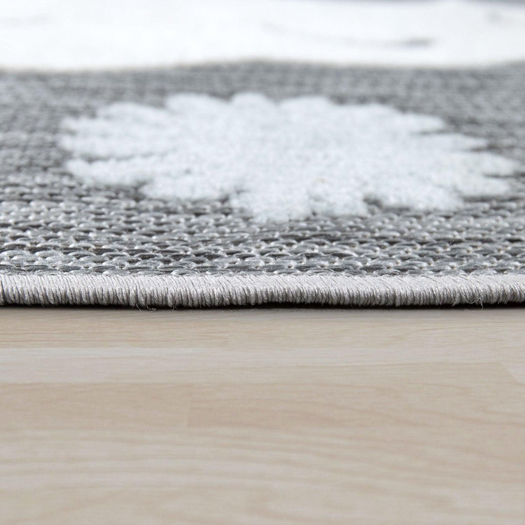 Kids Rug Lilo with Cute Llama Motif - Grey White