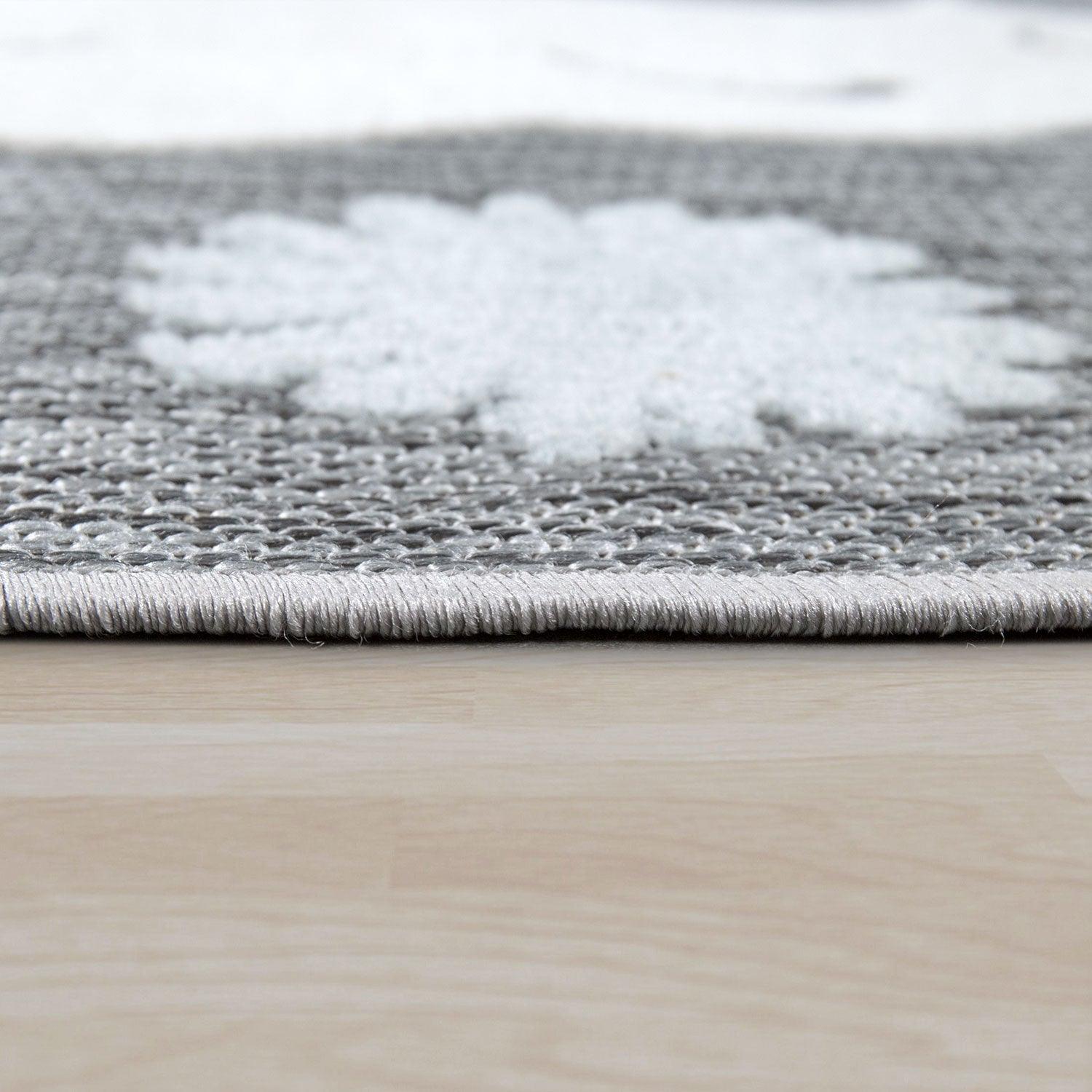 Kids Rug Lilo with Cute Llama Motif - Grey White