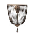 Antique Gold Crystal Wall Sconce with Vintage Chain Shade