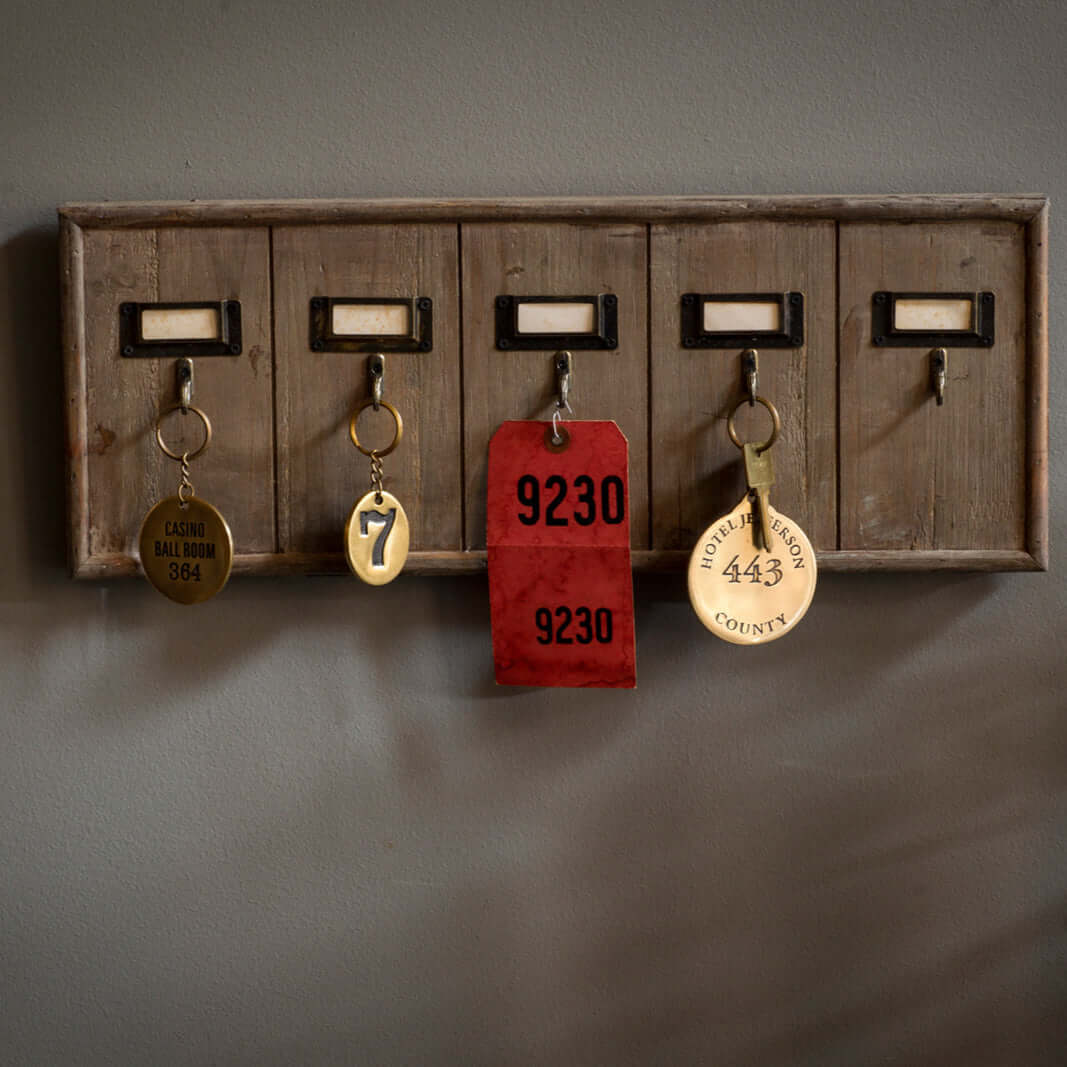 Antique Wooden Hotel Key Rack Organizer