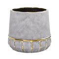 8.5" Regal Stone Decorative Planter with Gold Accents