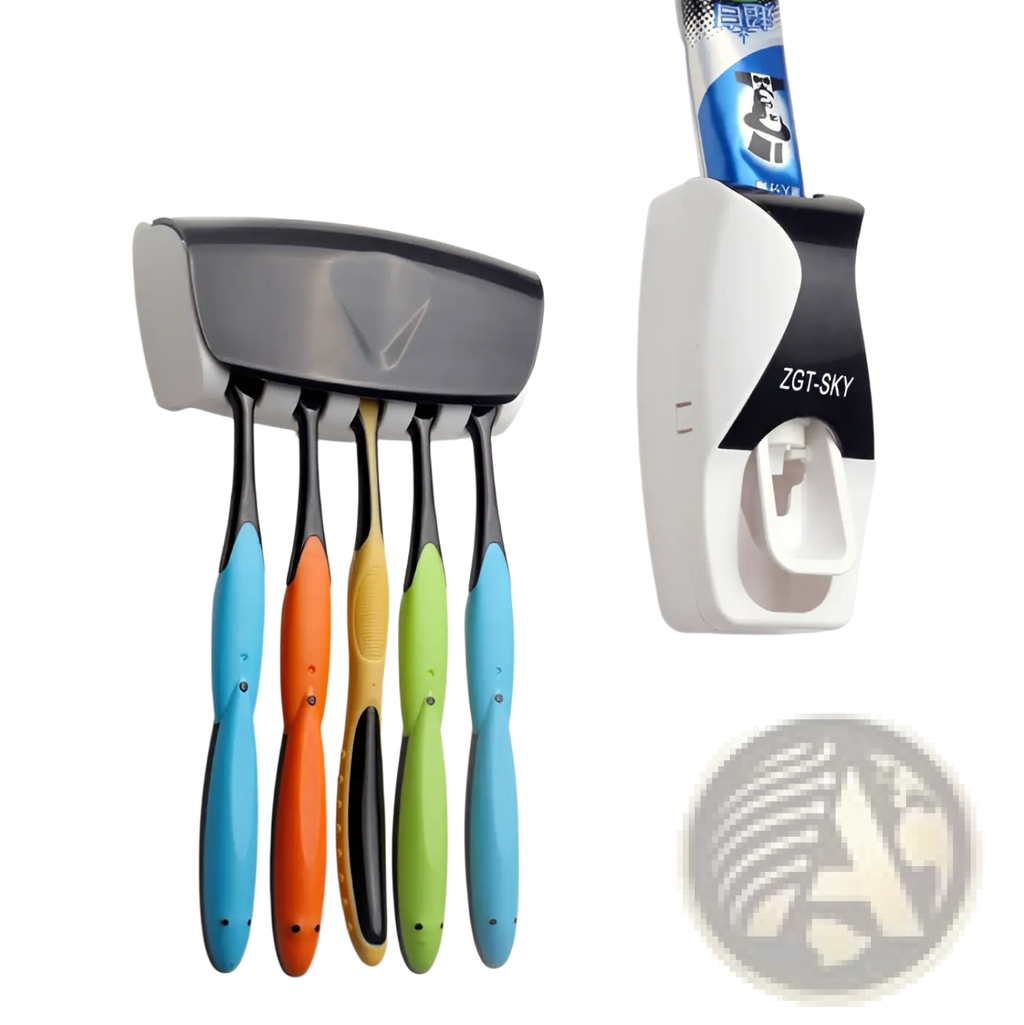 Automatic Toothpaste Dispenser and Toothbrush Holder Set