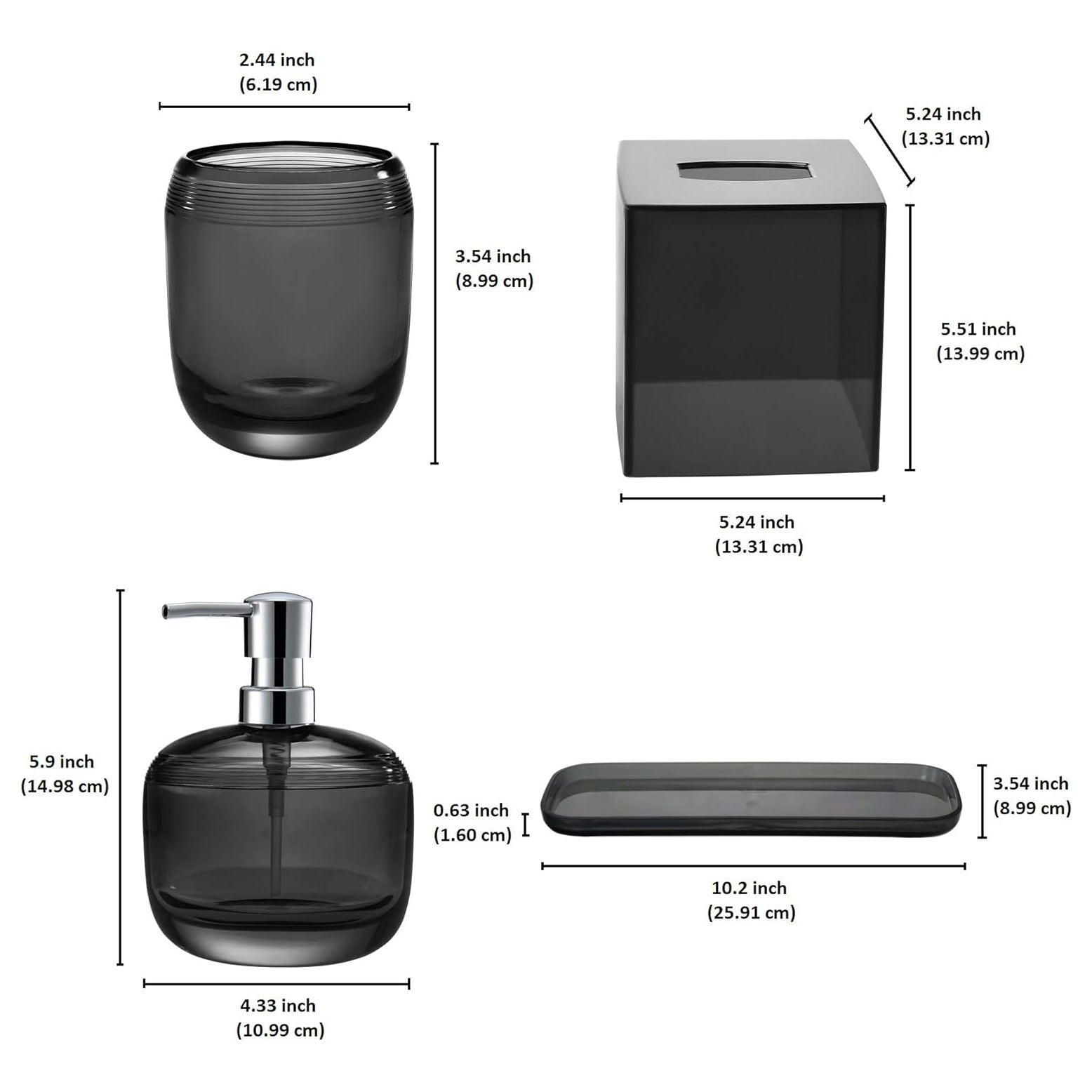 The Aurik Collection – Elegant Modern Bathroom Décor Accessories Set of 4