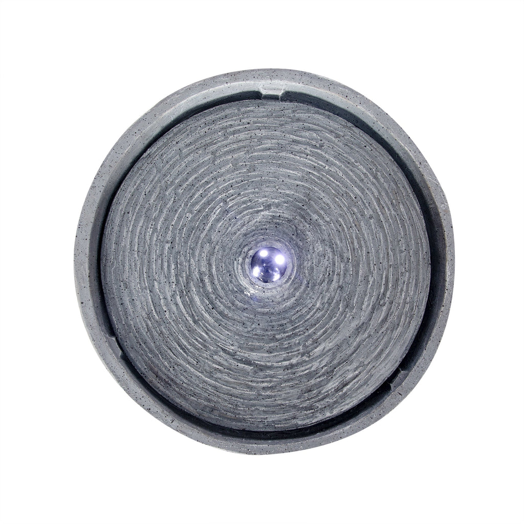 12.99" Gray Polyresin Outdoor Water Fountain with LED Light