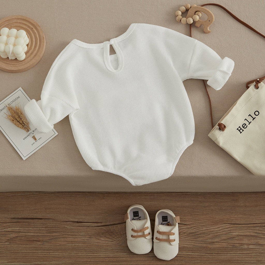 Cute Bear Embroidery Baby Romper | With Front Pocket - # BAAA21110057