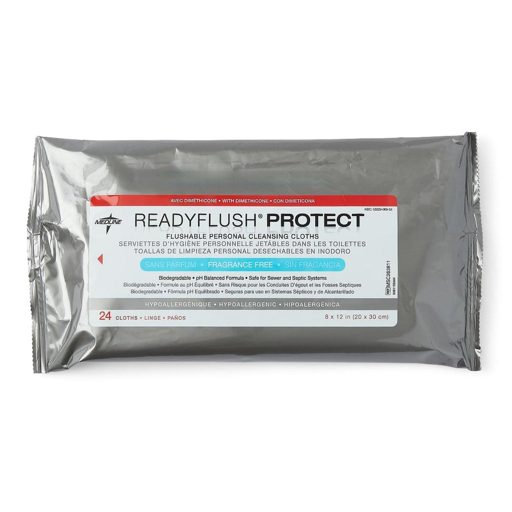 Flushable Incontinence Care Wipe ReadyFlush® Protect Soft Pack Unscented 24 Count MSC263811