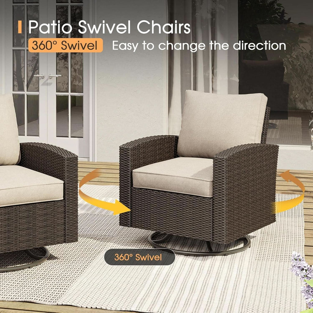 Eight Piece Outdoor Patio Furniture Set with Firepit