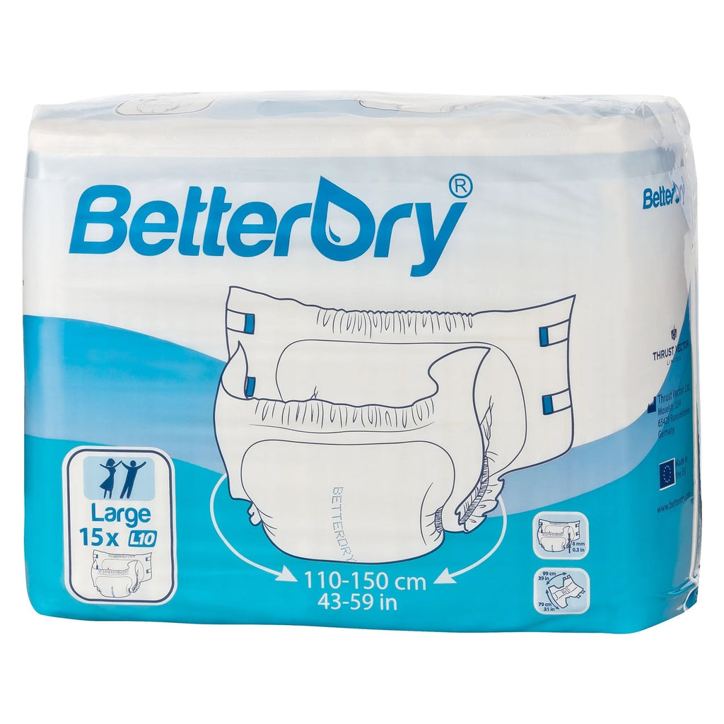BetterDry Overnight Adult Diapers w/ Plastic Backing