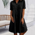 Fashion Personality Female Denim Solid Color Dress
