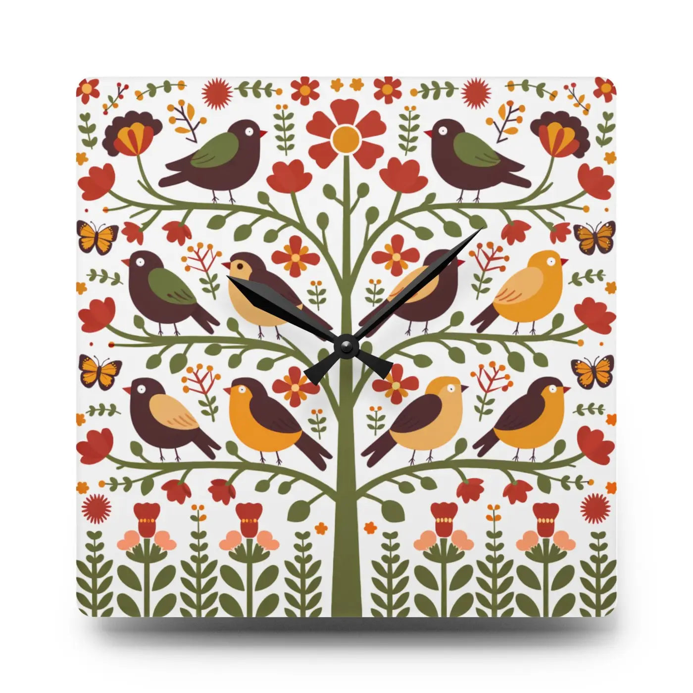 Vintage Bird Wall Clock – Vibrant Prints Acrylic - Dipaliz