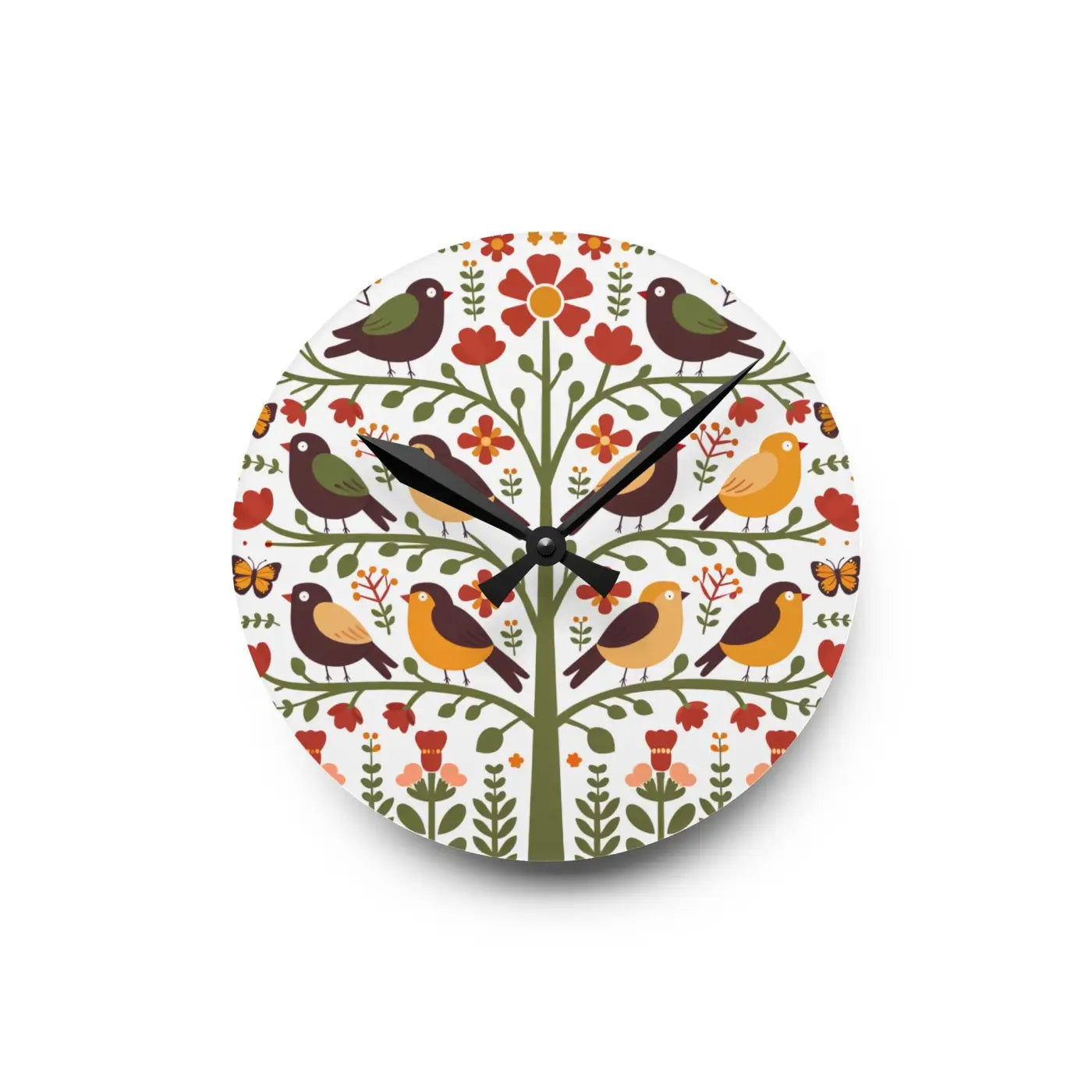 Vintage Bird Wall Clock – Vibrant Prints Acrylic - Dipaliz