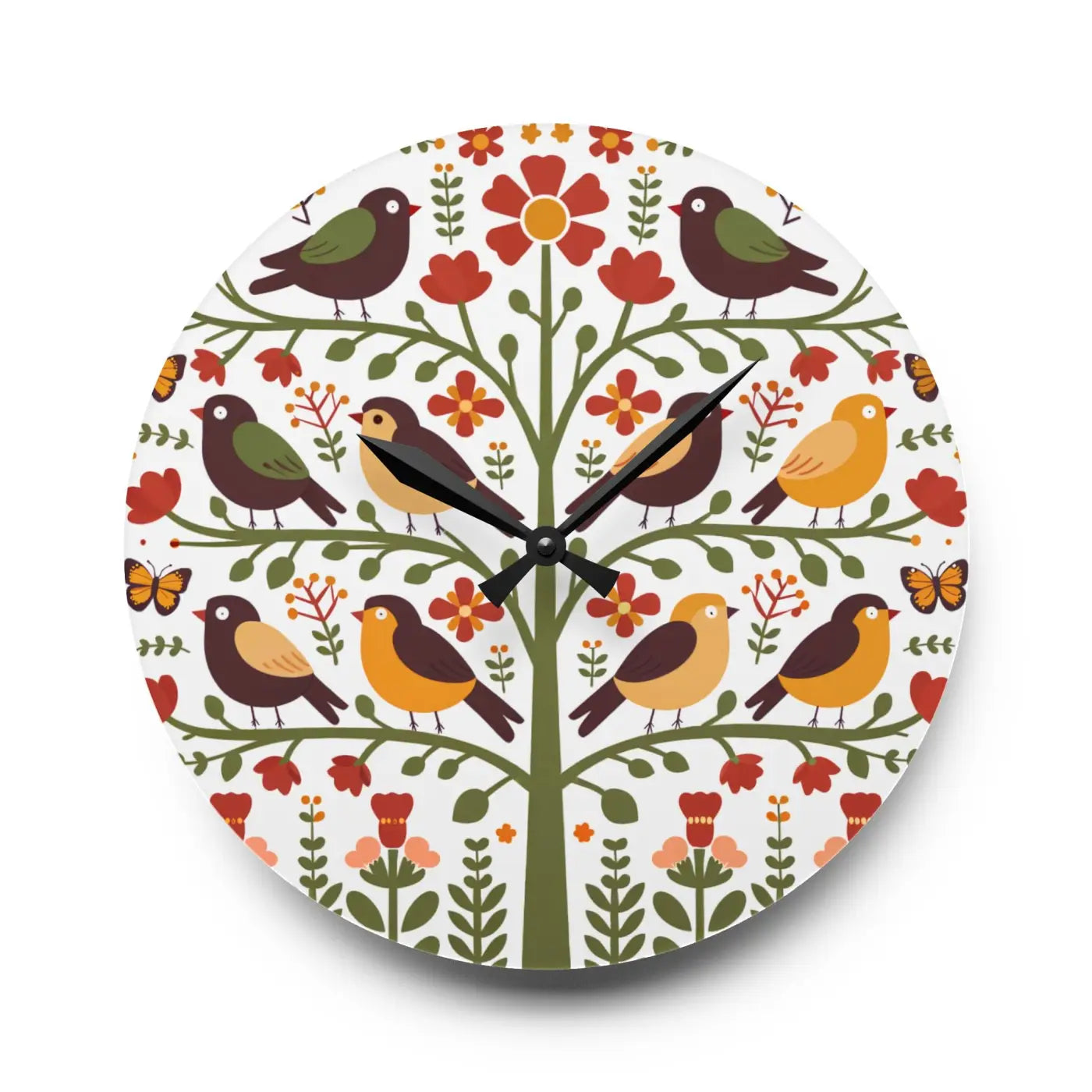 Vintage Bird Wall Clock – Vibrant Prints Acrylic - Dipaliz