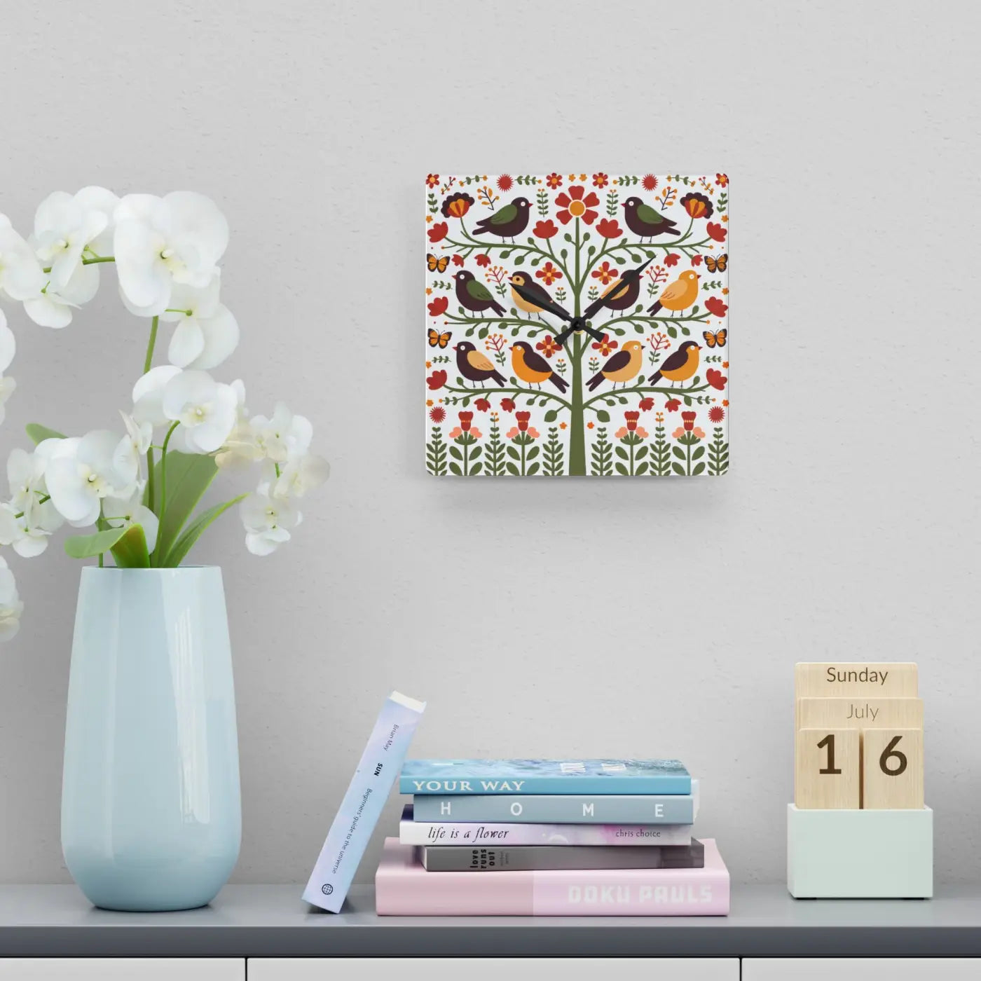 Vintage Bird Wall Clock – Vibrant Prints Acrylic - Dipaliz