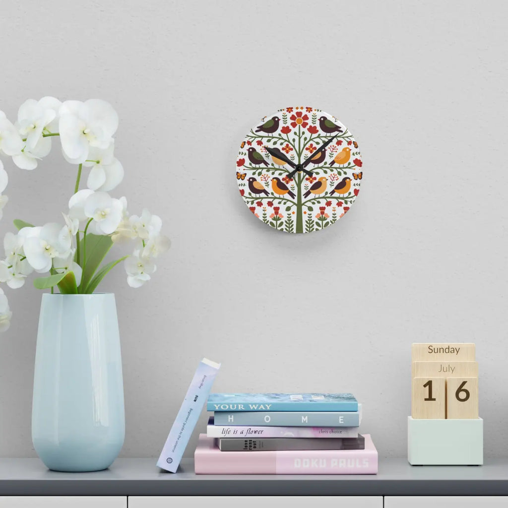 Vintage Bird Wall Clock – Vibrant Prints Acrylic - Dipaliz