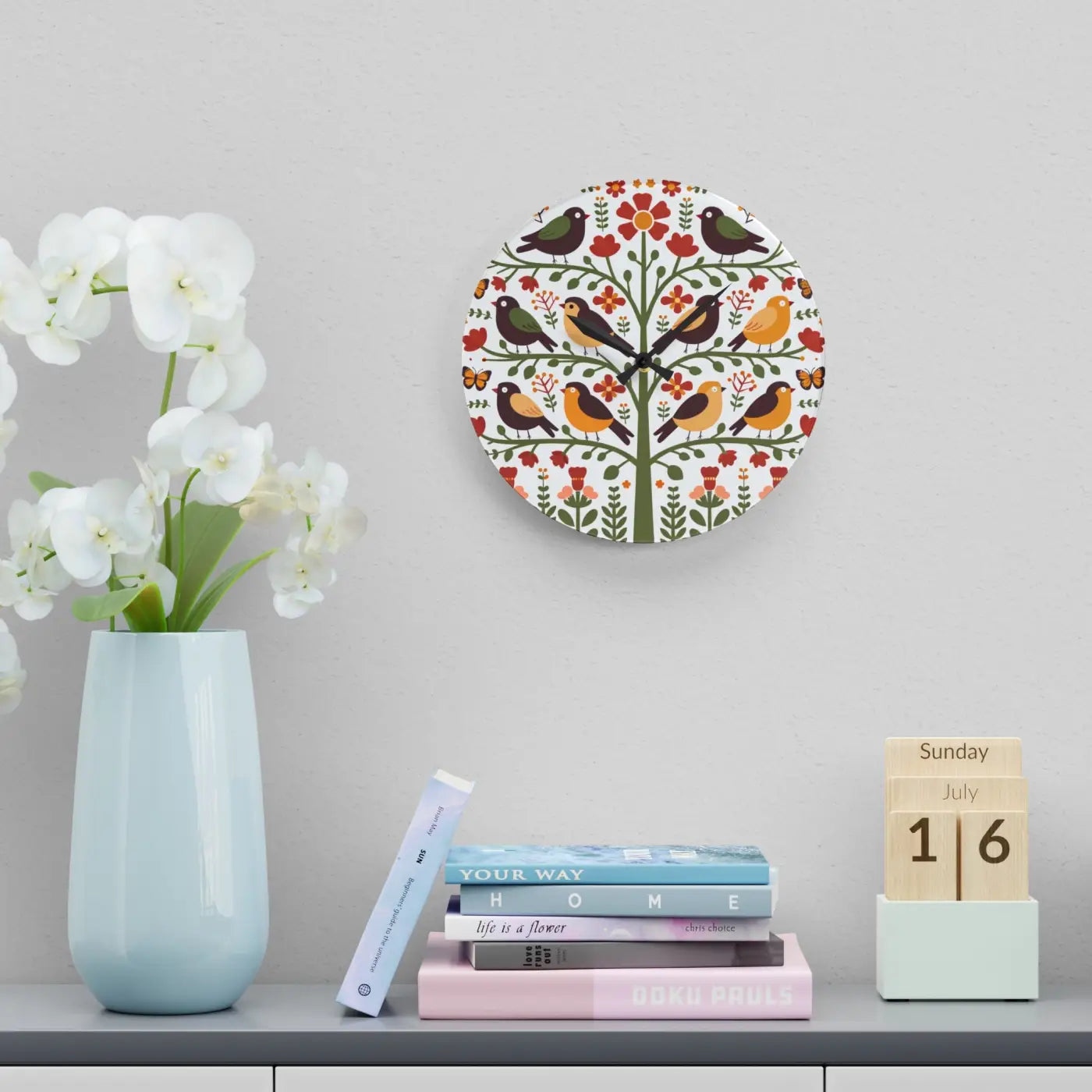 Vintage Bird Wall Clock – Vibrant Prints Acrylic - Dipaliz