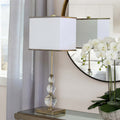 Buffet Lamp with Crystal Orbs and Brass Base