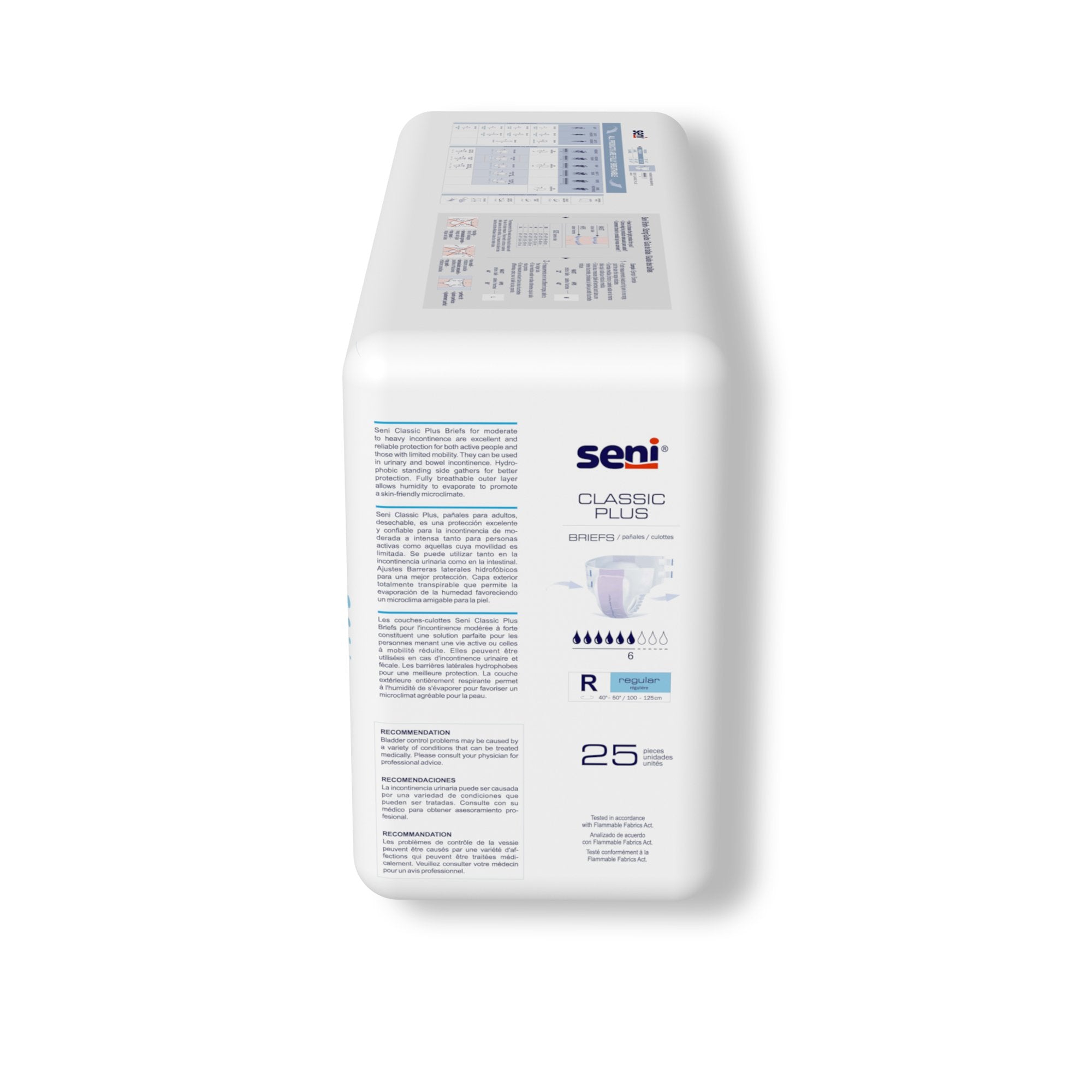 Seni® Classic Plus Moderate to Heavy Absorbency Incontinence Brief, Regular S-RE25-BC2