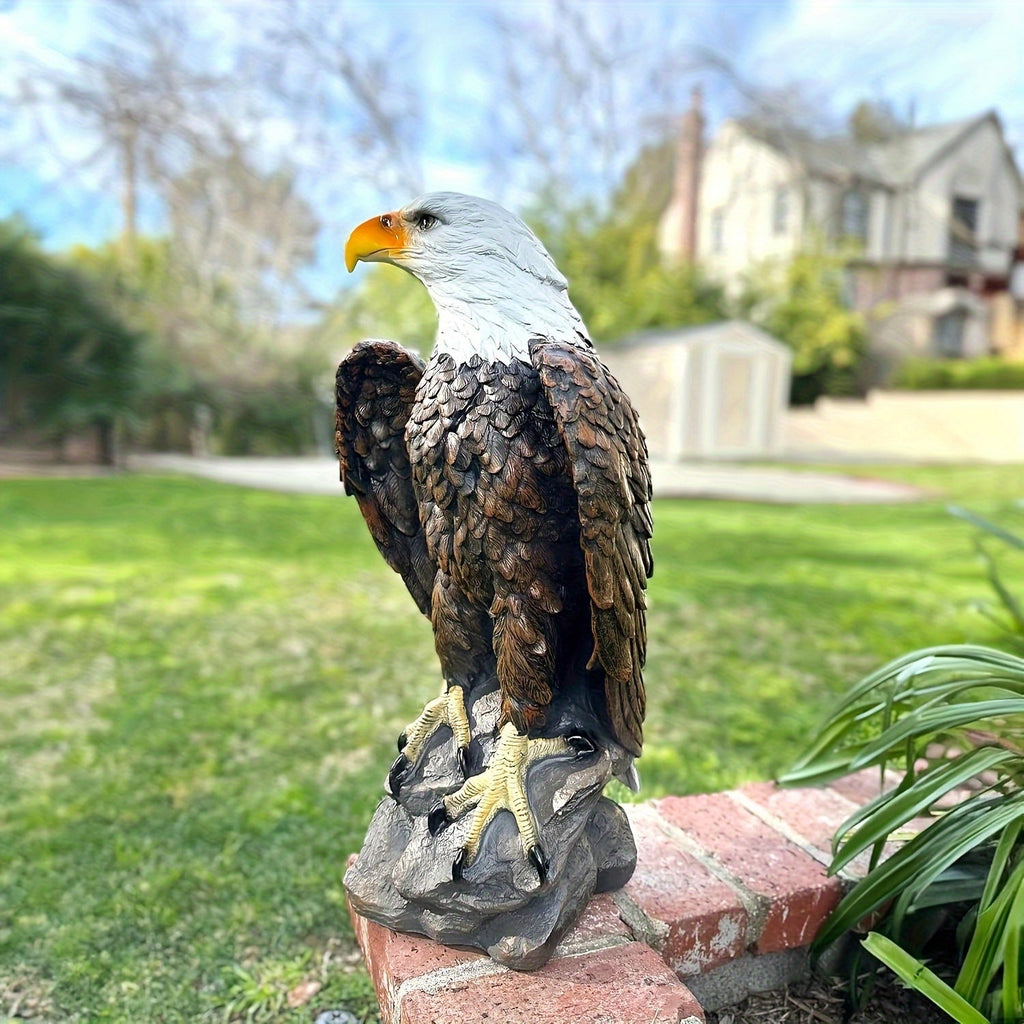 13" H x 24.4" L Large Standing Bald Eagle Garden Statue